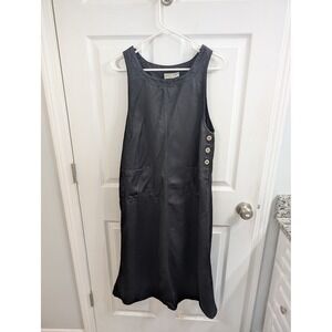 David Dart Petites Jumper Dress Womens Black Tencel Side Button VTG - Size M